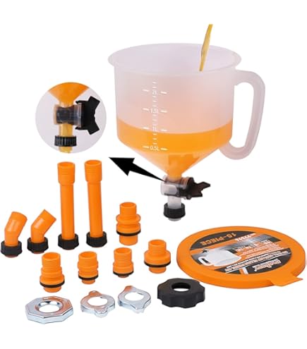 15-Piece Spill-Proof Coolant Filling Funnel Kit – Universal Radiator Cooling System Fill Tool Set