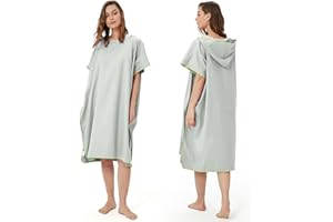 Jucreevii Poncho de Bain Microfibre Serviette Poncho de Plage avec Capuche Surf Poncho Séchage Rapide & Léger Serviette de Plage Hommes Femmes Adultes Changing Towel pour Beach Surfing Natation, Gris