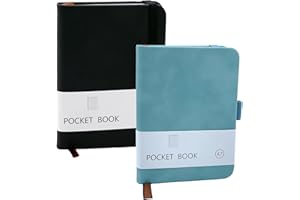 CiciIng 2 sztuki, mały notatnik A7, kieszonkowy notatnik z gumowym ściągaczem, mini notes z uchwytem na długopis, kieszonki, notatnik do szkoły, pracy biurowej (czarny, niebieski)