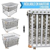 Monsieur Bébé ® Laufstall, anpassbarer 4-seitiger Babystall aus Holz + Umrandung – zwei Farben – Norm NF EN12227 - 3