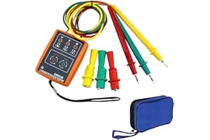 ADDLIVE Testeur de séquence 60V~600V, 3 Phase Sequence Indicateur de rotation Testeur Verificateur 20Hz-400Hz avec pinces crocodiles et buzzer Testeur Indique les appareils haute tension Convient