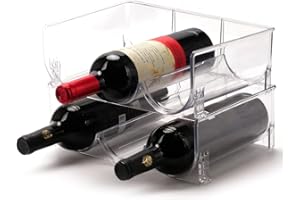 AyeVision Set of 2 Water Bottle Rack Tins Organizer Holder Stackable Plastic Countertop Wine Rack Cans Storage for Cabinet Kitchen Pantry Organization Cupboard