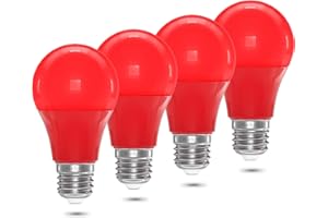 Klarlight 9W E27 Bombillas LED de Colores, 9w, A60/A19, Incandescente, Rojo, E26, 720LM (4 Pack) Lámpara Decorativa para fiestas, escenas, decoraciones interiores