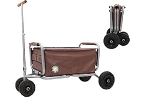 ‎BEACHTREKKER Beachtrekker Life Faltbarer Bollerwagen + Feststellbremse, klappbarer Handwagen mit Vollgummireifen (Braun)