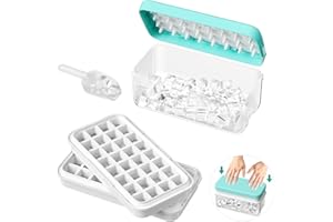 Relota Cubiteras para Hielo Azul, Molde Hielo Silicona Sin BPA con Pala de Hielo y Tapa, Cubitera Silicona de Hielera Reutilizable para 64 Ice Cube Tray para Whisky, Cócteles, Café, Cola