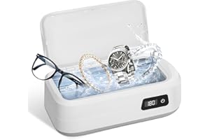 GXPJYCFOB Nettoyeur Ultrason,Nettoyeur Ultrasonique pour Bijoux,Appareil Nettoyeur Domestique,49KHz Ultrasonic Low Noise Cleaner,640ML,4 Réglages de Temps pour Bijoux,Dentier,Montres,Lunettes,Chaînes de Montres