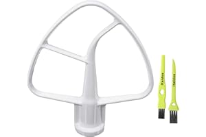 Italdos Frusta Piatta K45B compatibile per KitchenAid K45 KSM75 KSM90 KSM103 KSM110 KSM150 KSM151 KSM152 KN15E1X in Alluminio per Impastatrice con 2 Spazzolini Multiuso (misura 4.5QT / da 4.3 L)