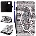 Produktbild FESELE Schwarz Lederhülle für [Samsung Galaxy S7 Edge] Leder-Mappen-Karten-Slot-Abdeckung im Bookstyle mit Standfunktion, Samsung Galaxy S7 Edge Bunt Malerei Lanyard Strap Brieftasche Hülle Leder Tas