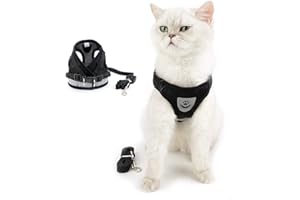 SELMAI Arnés para Gato Reflexivo Malla Suave Arnes Perro Pecho Mediano Antitirones Arneses Tipo Chaleco Cachorro Pequeño Adjustable Correa Antiescape Antifugas Chihuahua Yorkshire Caminar Nero XS