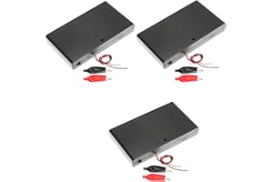 RUNCCI-YUN 3 Piezas 12V 8xAA Soporte de Batería Caja de Almacenamiento de Batería de Plástico con Tapa de la Caja Interruptor de Encendido/Apagado Cables + 6 Pinzas de Cocodrilo