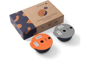 RECAFIMIL Capsules de café rechargeables en acier inoxydable compatibles avec machines Tassimo (180ml+60ml)