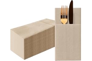 PAW DECOR COLLECTION PAW - Servilletas Papel Airlaid (1/8 pocket) I Servilletas de Tela I Decoración de Mesa. Liso, blanco - la Textura de la Tela, una gran Decoración para Cualquier Mesa I Color: Monocolor beige