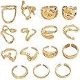 Shining Diva Fashion Set of 15 Latest Stylish Gold Plated Rings for Women and Girls (16673r)