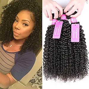 20 22 24 26inches : Original Queen 100% Brazilian Unprocessed Virgin Kinky Curly Human Hair Weave 4 Bundles Deep Curly Hair Extensions Mixed Length 20 22 24 26inches