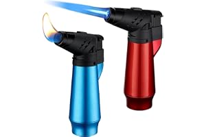 2 Jetflamme tändare, Jet stormtändare, metallvindskyddad tändare Justerbar flambörnare, påfyllningsbar stavtändare för grill, kök, öppen spis, camping (utan butangas) (Röd +