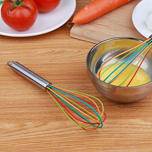 VECELO Silikon und Edelstahl Schneebesen Rührbesen Set 3-teilig，Ei und Milchaufschäumer Geschirr für mischen,Schlagen,Rühren - 7