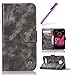 Produktbild HMTECH Motorola Moto Z Play Hülle,Moto Z Play Schutzhülle,Moto Z Play Hülle Leder Flip Prägung Vintage Einfarbige Ledertasche Blumen Bookstyle Wallet Tasche Brieftasche Etui Case,Moto Z Play Hülle Elegant Retro Vintage Einfarbige Ledertasche Blumen Prägung Muster Flip Cover Wallet Brieftasche Tasche im Bookstyle mit Standfunktion Karten Slot und Magnetverschluß Flip Case Hülle Ledercase Hülle Schutzhülle Cover für Motorola Moto Z Play,Vintage Pure PU:Gray