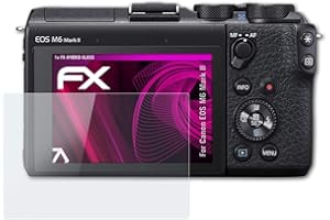atFoliX Glasfolie kompatibel mit Canon EOS M6 Mark II Panzerfolie, 9H Hybrid-Glass FX Schutzpanzer Folie