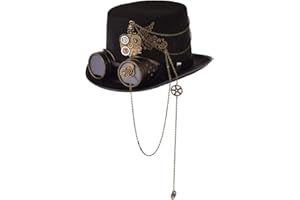COSDREAMER Sombrero unisex de Steampunk Top Hats Halloween con gafas
