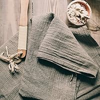 Handgemachte Gewaschene Organische Groß Leinentuch - 100% Natürliche Leinen Flachs 72x150 cm Handtücher Graue Waffel Weben Schnelltrocknend Badetuch Saunatuch Duschtuch Strandtuch von Thingstore