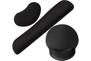 Lostwry Juego de reposamuñecas, alfombrilla de ratón, ergonómico, para ratón y teclado, para muñecas, viajes, trabajo y juegos, color negro