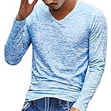 Sweatshirt Herren Longra Herren Solid V Neck Langarm T-Shirt...