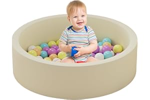 hoopyosms Balle en mousse à mémoire de forme, douce, ronde, pour enfants, pour bébé, pour l'intérieur, sans balles incluses, beige