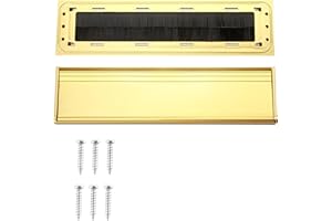 SUUOSL 11.48 Inch Letterplate Golden Letterbox Cover for uPVC, Composite or Wooden Doors, Premium Draught Proof Postal Letterbox, Letter Box Catcher with Seal, Blocks Drafts, Dust & Debris, Easy Install