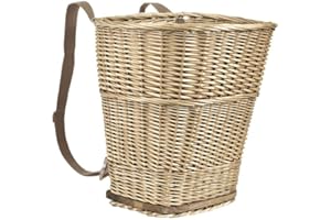AUBRY GASPARD - Hotte en Osier avec Sangles Réglables - Osier Vieilli - Fond Bois - 47 x 38 x 47 cm - Polyvalente Cueillette, Panier-Bûches, Cadeaux - Naturelle, Résistante - Livrée Montée