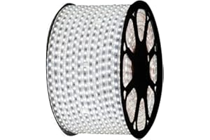 081 Store - STRISCIA LED 220V BIANCO FREDDO 6500K STRIP LED 5050 INTERNO ESTERNO 220V BOBINA DA 50 METRI