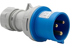 Brennenstuhl Enchufe eléctrico con contacto de tierra CEE de 3 polos para uso exterior, enchufe CEE 230 V/32 A, conexión atornillable, uso al aire libre, camping, caravana, obras, IP44, 32 A