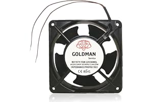 GOLDMAN SERVICE | Axialfläkt för eldstadskassetter, insättningsbar, hög temperatur, metallblad, tyst, universal, 120 x 120 x