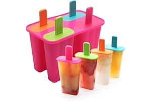 DEHUB Formy do kremów, 4 foremki do kostek lodu, producent silikonowych napojów gazowanych klasy spożywczej, foremki do lodów, foremki do kostek lodu bez BPA, z patyczkami i kroplami (różowa, sztuka)