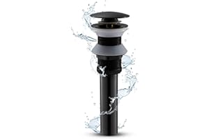 KEOKBON Universal Ablaufgranitur aus Messing und Rostfreier Edelstahl für Waschbecken & Waschtisch Ohne Überlauf Pop Up Ablauf Abfluss Ventil Click Clack Waschbeckenstöpsel ORB Schwarz