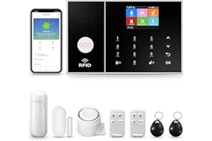 XNH 2G/gsm Kits de Alarma de Seguridad para el hogar Inteligente, Sistema de Alarma inalámbrico WiFi para el hogar con Sirena, Sensor de Movimiento PIR, Controles remotos, Sensor de Puerta/Ventana