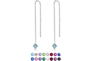 DTPSILVER Orecchini Pendenti Donna Argento 925 con Brillantini di Cristallo - Orecchini Punto Luce con Brillanti Colorati - Pendenti Argento Lunghi - Saliscendi Donna Anallergici - Lovli Orecchino Doppio Buco