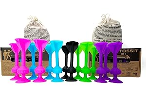 TOSSIT Juego dardo Ventosa, Petanca Interior Exterior para Suelo y Pared, Silicona Potente y Duradera, 4 Colores, Twin Pack, Rosa Azul Morado Verde