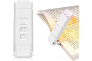 Ddlisu 9 LED Book Light Rechargeable, Reading Light Book Light, Eye Caring Reading Light Clip on Book, 3 Colours & 5 Brightness Dimmable, Portable & Flexible, Perfect for Booklovers and Kids-White