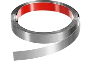 QUARKZMAN 5m x 20mm Zierleisten Selbstklebend, Wandleisten zum Aufkleben und Anbringen von Rahmen, Edelstahlleiste mit gebürstetem Finish für Wand, Decke, Schrank, Fliesenkante, Silber