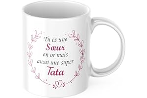 SCOLLIA Tasse Spéciale Tata, Idee Cadeaux Tante, Sœur de Cœur Promue en Future Tata, Mug Annonce Grossesse, Idée original Cadeau Naissance Bébé Fille Garçon