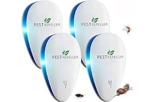 WARDBES Repelente Ultrasónico de Plagas 4 Paquetes,100% Inofensivo para Mascotas y Humanos,Electrónico Repelente Mosquitos Insectos para Interiores Anti Cucarachas, Moscas,Mosquitos,Ratones,Arañas