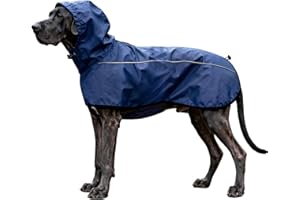 Mosucoirl Chaqueta Impermeable para Perros Reflectante Ajustable con Capucha para Mascotas Poncho Abrigos de Lluvia Ropa para pequeños medianos Grandes Perros (Azul Marino, M)