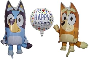 IRTY'S Irtys Zestaw 2 balonów Bluey i 1 x balon bingo dla chłopców i dziewcząt