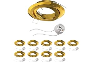 ledscom.de 10x infälld takram FABI, rund, svängbar, guld blank (GU10/MR16/GU5,3/50mm) inkl. sockel