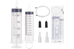 Aotfusd 2 Stücke Spritze 100+200ml, Spritze mit Schlauch ölspritze, Dosierspritze, Messflüssigkeiten, Pflanzenbewässerung, Tierfütterung, Wissenschaftliche Labors, Industrie