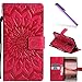 Produktbild COTDINFOR Huawei Mate 8 Protective Standing Hülle Elegant PU Tasche Leder Flip Schutzhülle im Bookstyle Kartenfächer Magnet Etui Schale für Huawei Mate 8 Red Sunflower KT