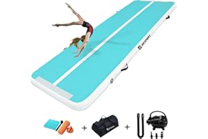 AKSPORT Air Matte Track Tumbling Matte,3/4/5/6m Aufblasbar Gymnastikmatte Turnmatte Tumbling Matten 10/20cm hoch mit Luftpumpe für Zuhause/Taumel/Turnhalle/Ausbildung/Cheerleading