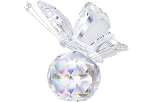 ‎H&D HYALINE & DORA H&D Beautiful Crystal Flying Butterfly with Crystal Ball Base Figurine Collection Ornament Statue Animal Collectible Best for Christmas Eve Gifts (clear)