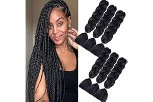 SHANGXIU extension per treccine africane nero Intrecciare i capelli 6pcs sintetici afro treccia estensioni dei capelli 24 pollici per le donne trecce Twist all'uncinetto trecce 100g (# 1B nero naturale)