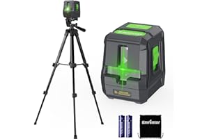 ENVENTOR Niveau Laser Vert 25M, Laser Croix Autonivelant, Modes Manuel et Autonivelant, 360° Laser Rotatif avec Support Magnétique, IP54, Boîtier de Protection, 2 * Batteries AA, 1 x Trépied